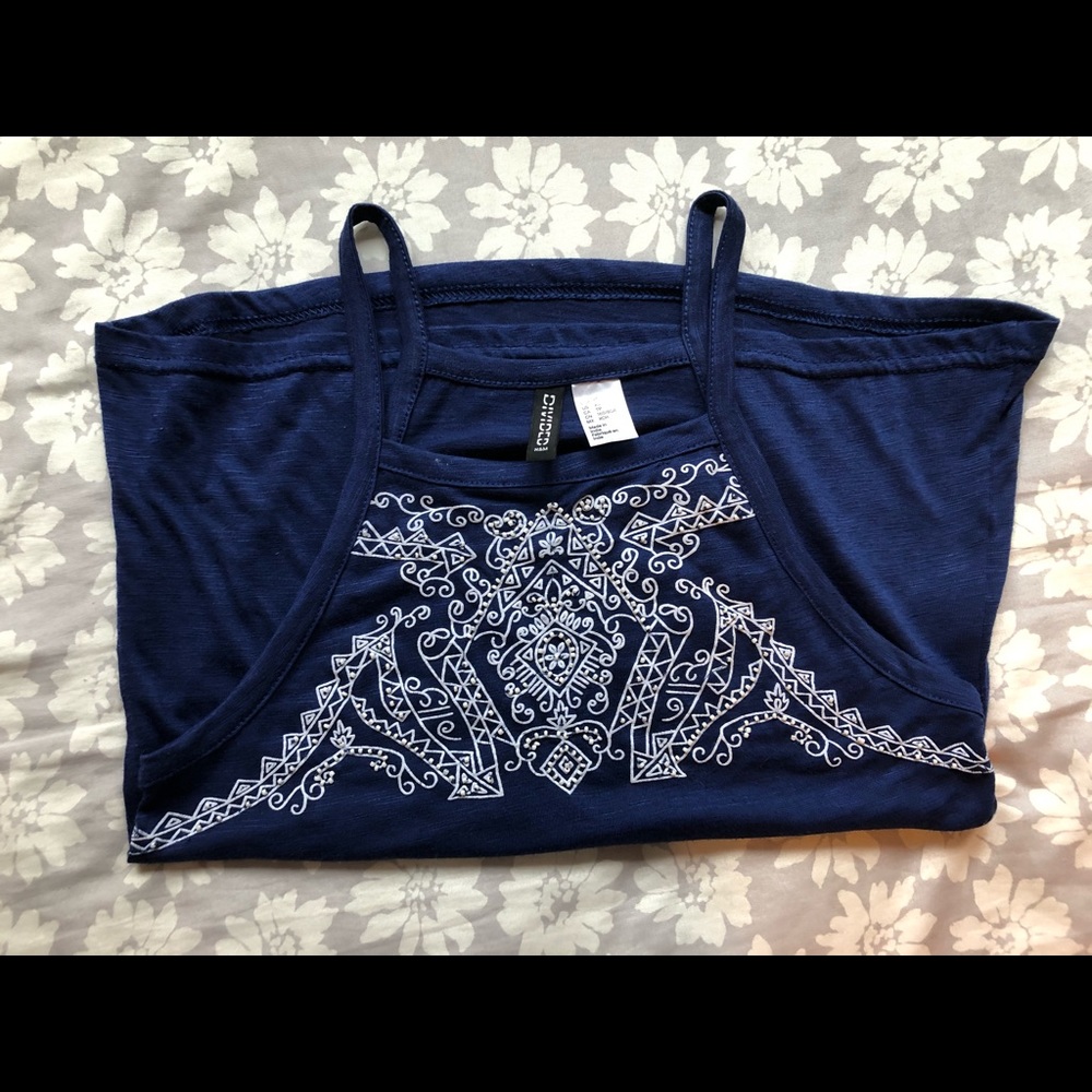 Blue tank from H&M with beaded design
